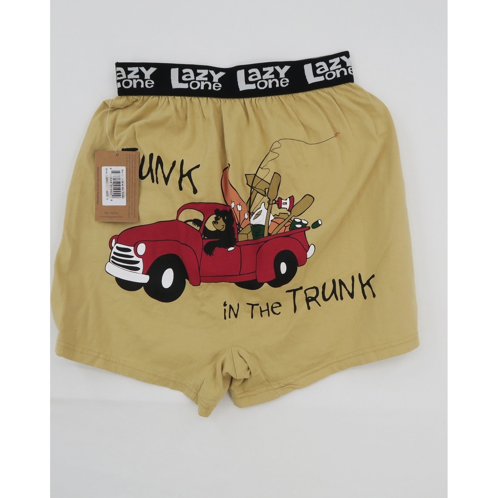 Lazy One Alaska Junk in the Trunk Bear Tan Cotton Boxer Shorts Mens Small